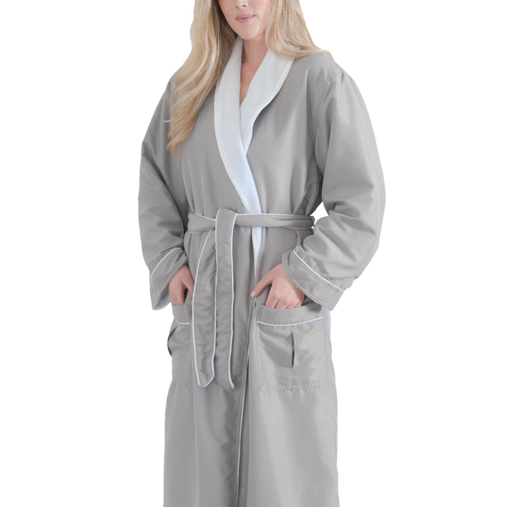 Women's :: Luxury Microfiber Plush Lined Robe Gray - Wholesale